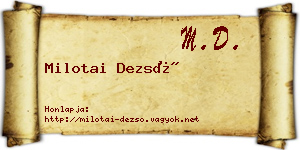 Milotai Dezső névjegykártya